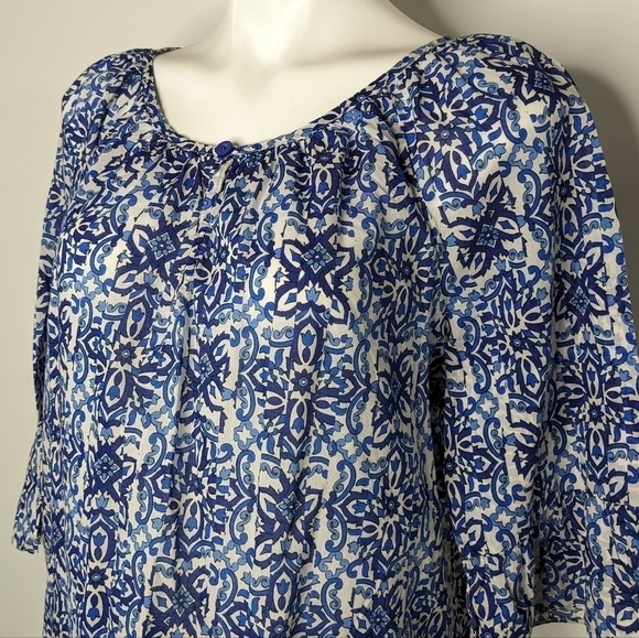 ✨3/$15 Milly for Design Nation blue white 1/2 sleeve blouse XL - Picture 2 of 8